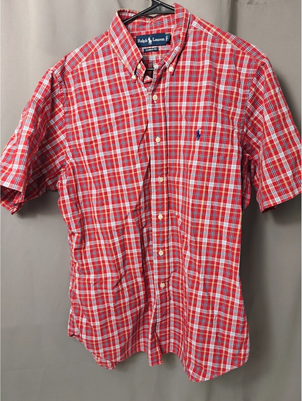 Ralph Lauren Men's 100% Cotton Check Pattern Short Sleeve Shirt Size L